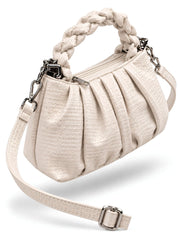LOOKHAA Cream Textured Ruched Shoulder Bag lookhaa