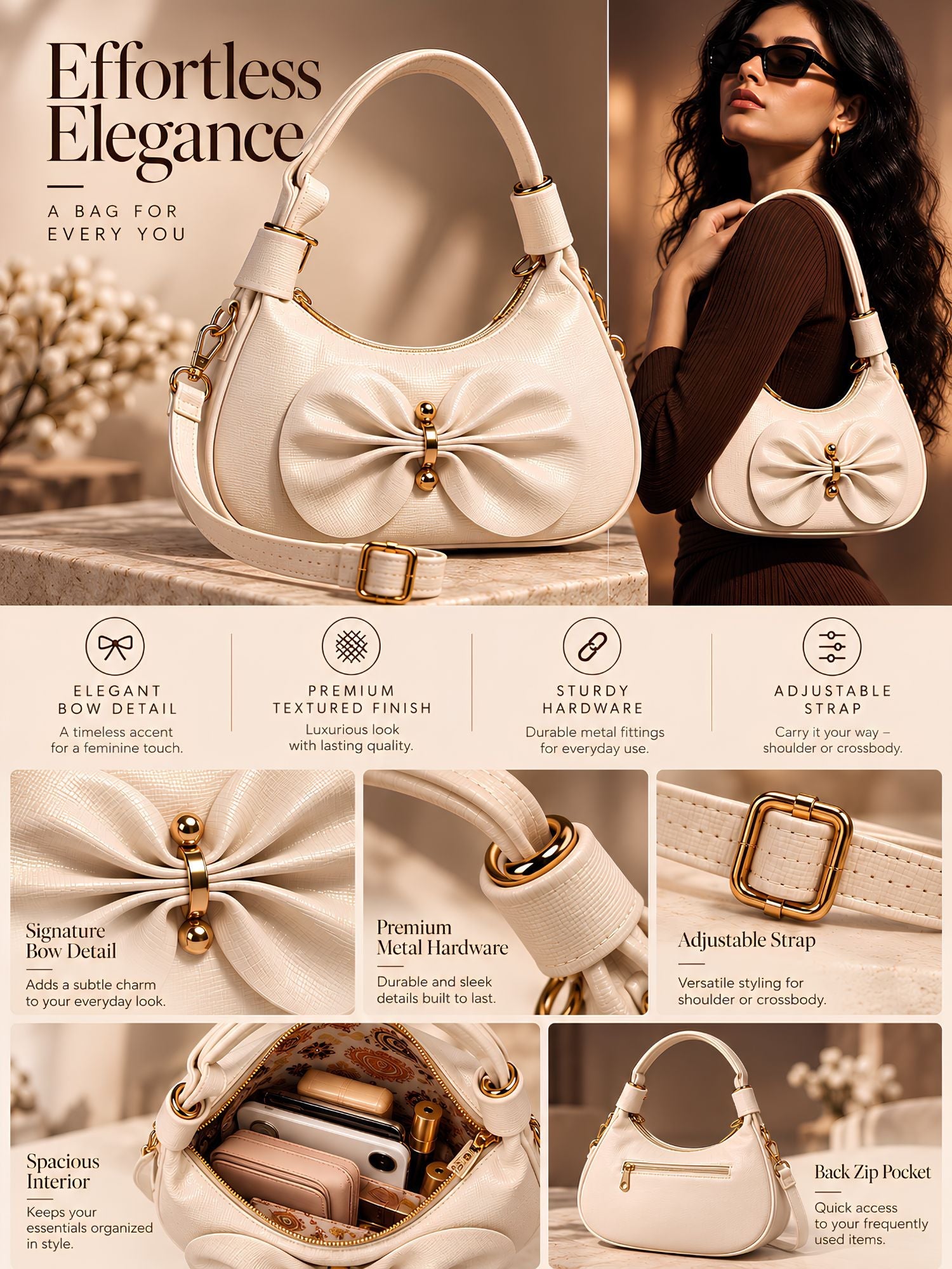 LOOKHAA Premium Elegance Chic Bow Solid Handheld Bag lookhaa