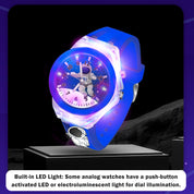 Lookhaa 3D Cute Astronaut Cartoon Watch with 7 Disco Lights Analog Watch for Boys - Blue