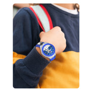 Lookhaa 3D Cute Astronaut Cartoon Watch with 7 Disco Lights Analog Watch for Boys - Blue