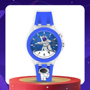 Lookhaa 3D Cute Astronaut Cartoon Watch with 7 Disco Lights Analog Watch for Boys - Blue