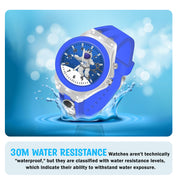 Lookhaa 3D Cute Astronaut Cartoon Watch with 7 Disco Lights Analog Watch for Boys - Blue