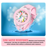 Lookhaa 3D Cute Unicorn Cartoon Watch with 7 Disco Lights Analog Watch for Girls - Pink
