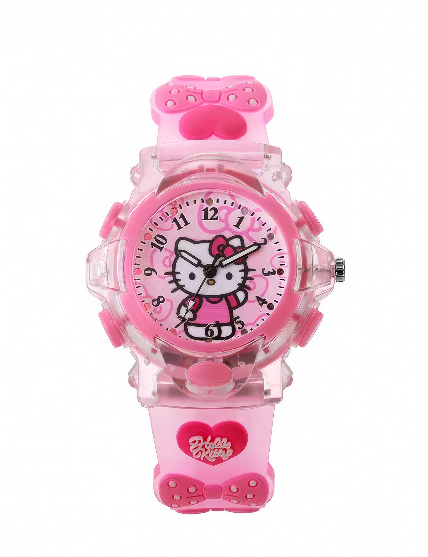 Lookhaa Kids Cute Cartoon Analog Disco Light Watches For Girls - Pink lookhaa