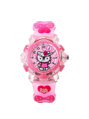 Lookhaa Kids Cute Cartoon Analog Disco Light Watches For Girls - Pink lookhaa