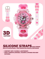 Lookhaa Kids Cute Cartoon Analog Disco Light Watches For Girls - Pink lookhaa