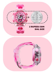 Lookhaa Kids Cute Cartoon Analog Disco Light Watches For Girls - Pink lookhaa