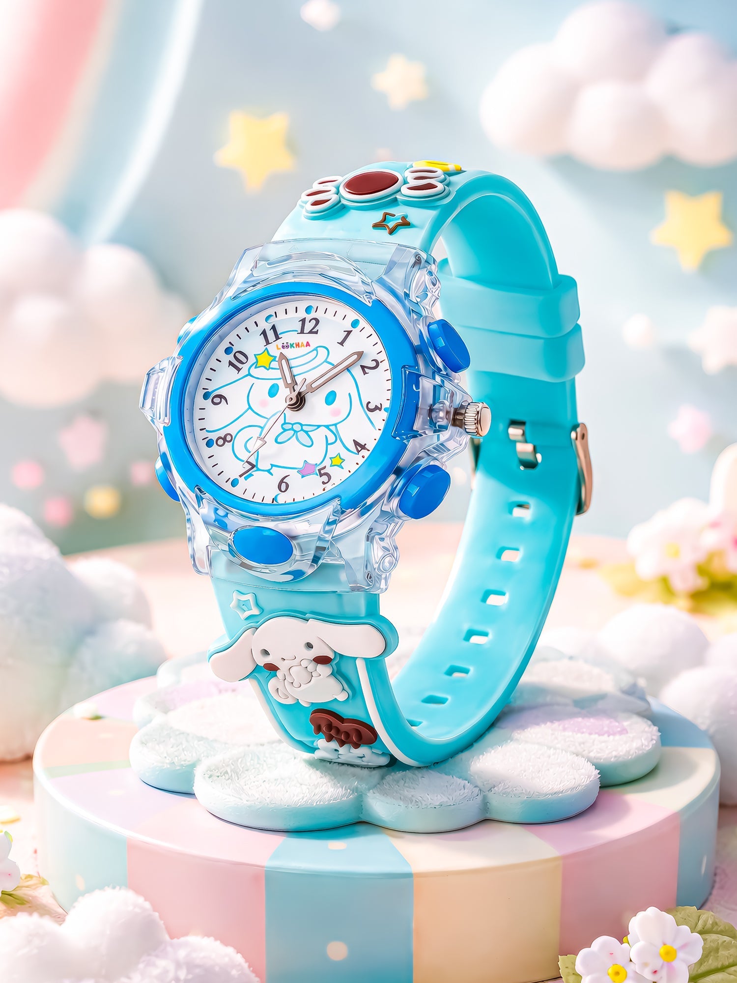 Lookhaa Cartoon Analog Light Watch for Boys - Blue lookhaa