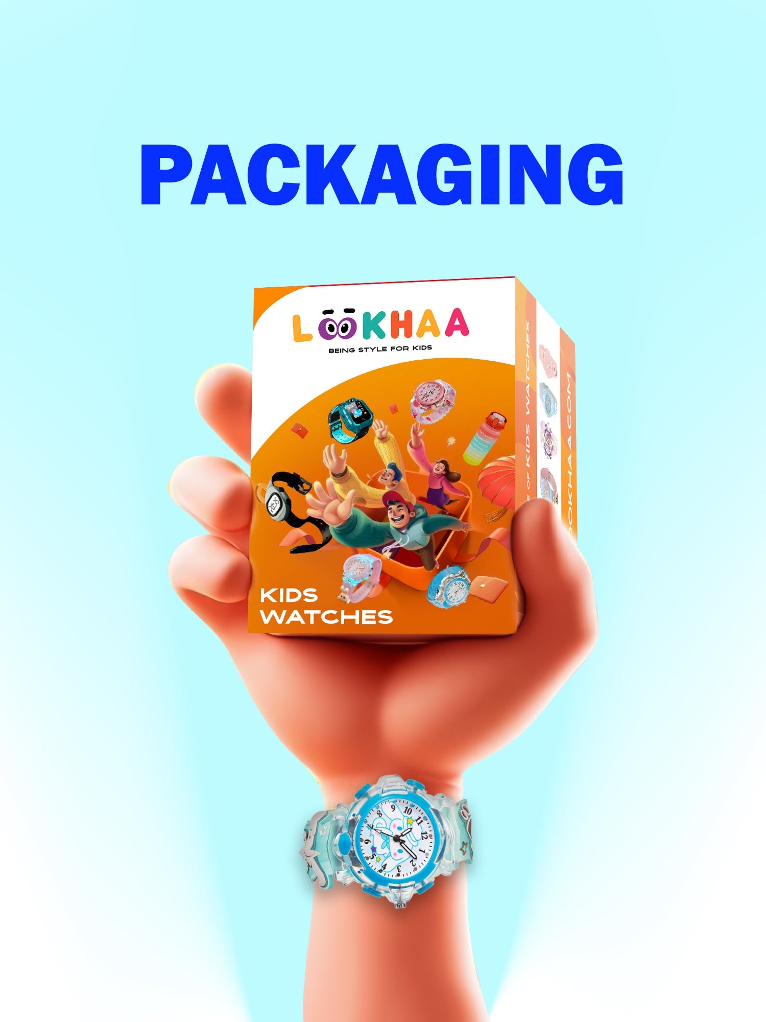 Lookhaa Cartoon Analog Light Watch for Boys - Blue lookhaa