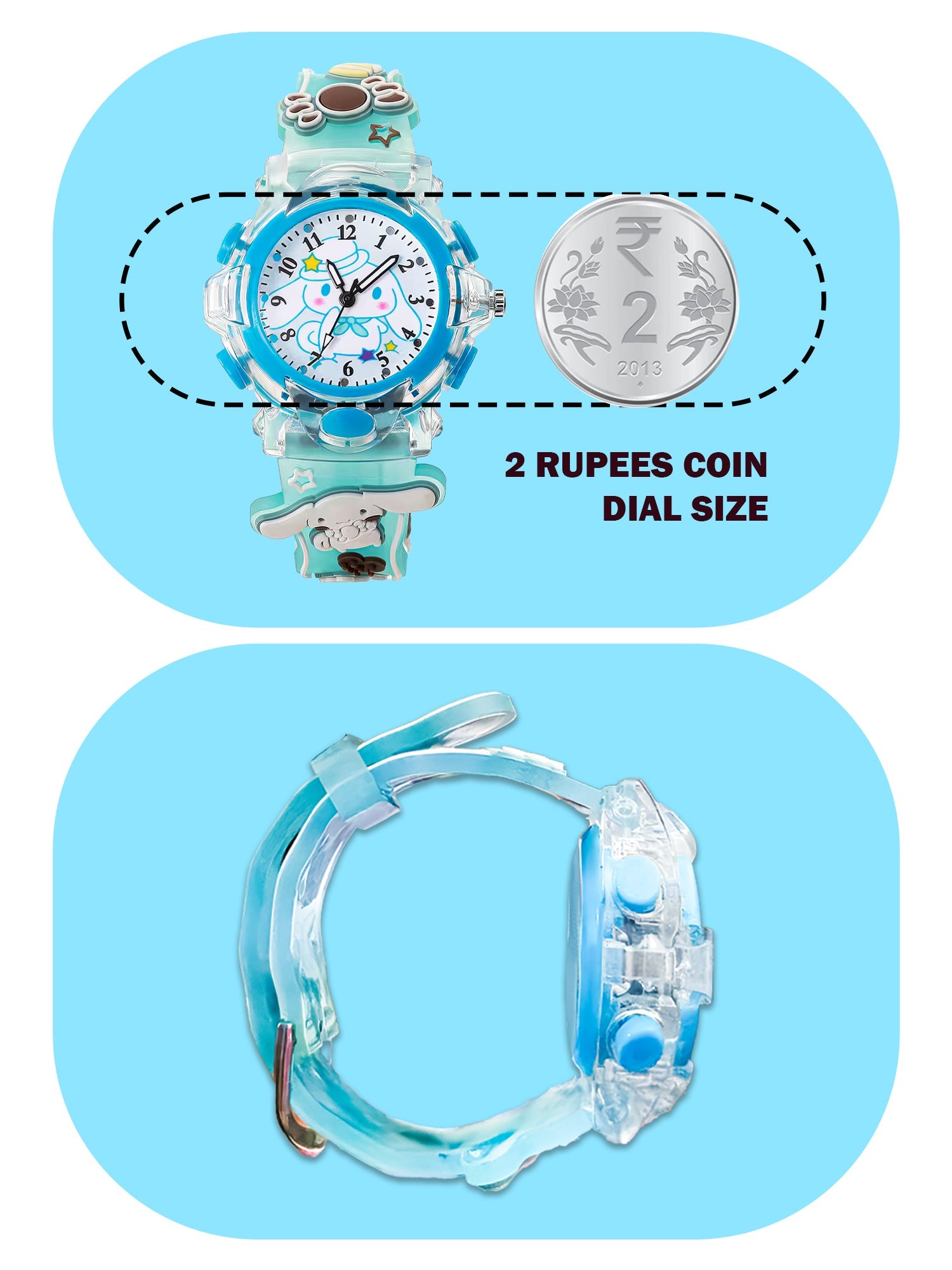 Lookhaa Cartoon Analog Light Watch for Boys - Blue lookhaa