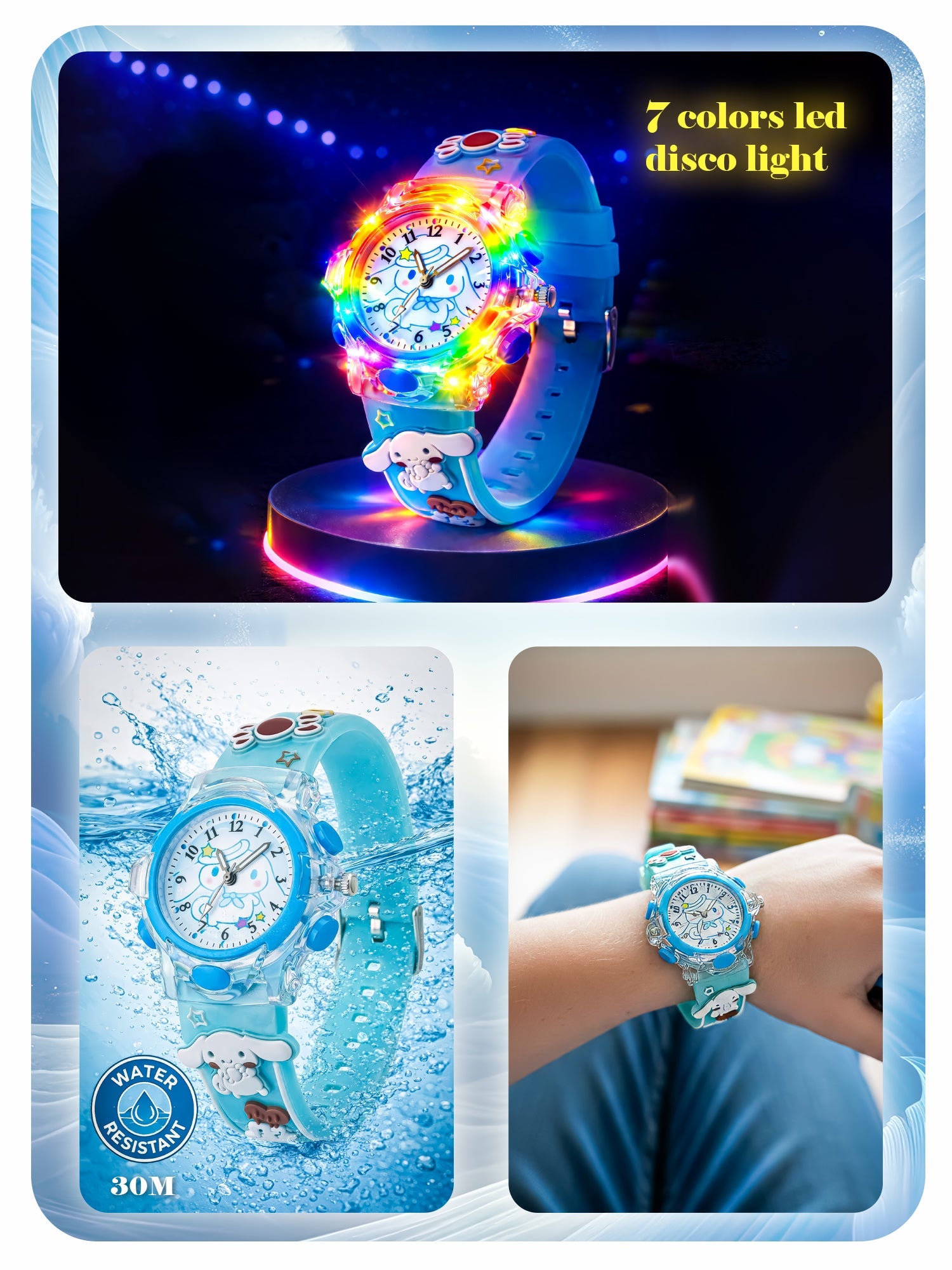 Lookhaa Cartoon Analog Light Watch for Boys - Blue lookhaa