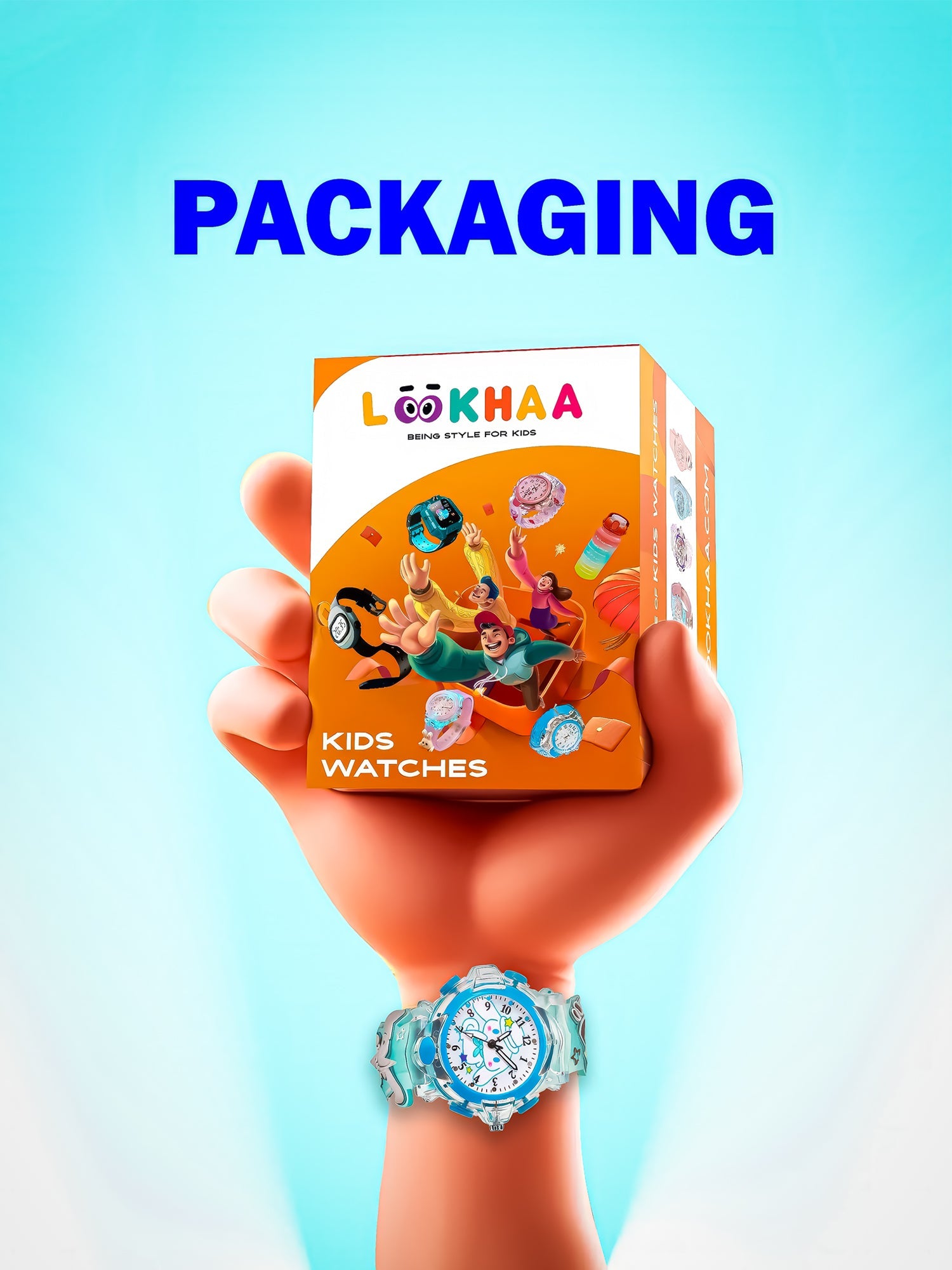 Lookhaa Cartoon Analog Light Watch for Boys - Blue lookhaa