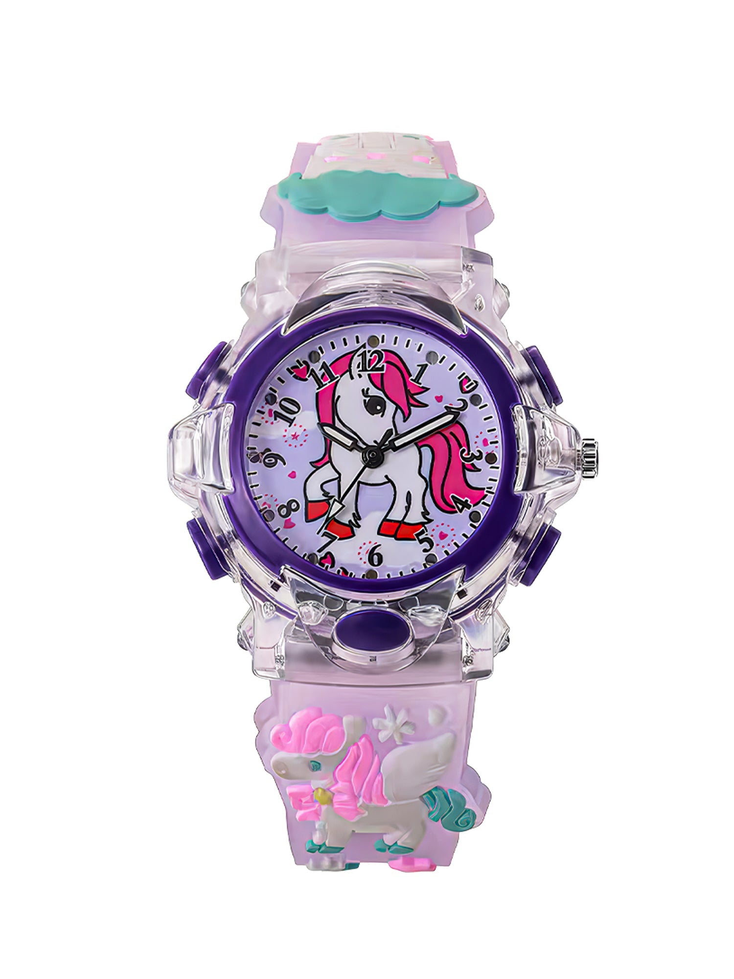 Lookhaa Cartoon Analog Light Watch for Girls - Purple lookhaa