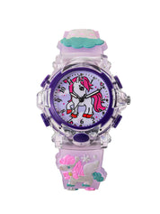 Lookhaa Cartoon Analog Light Watch for Girls - Purple lookhaa