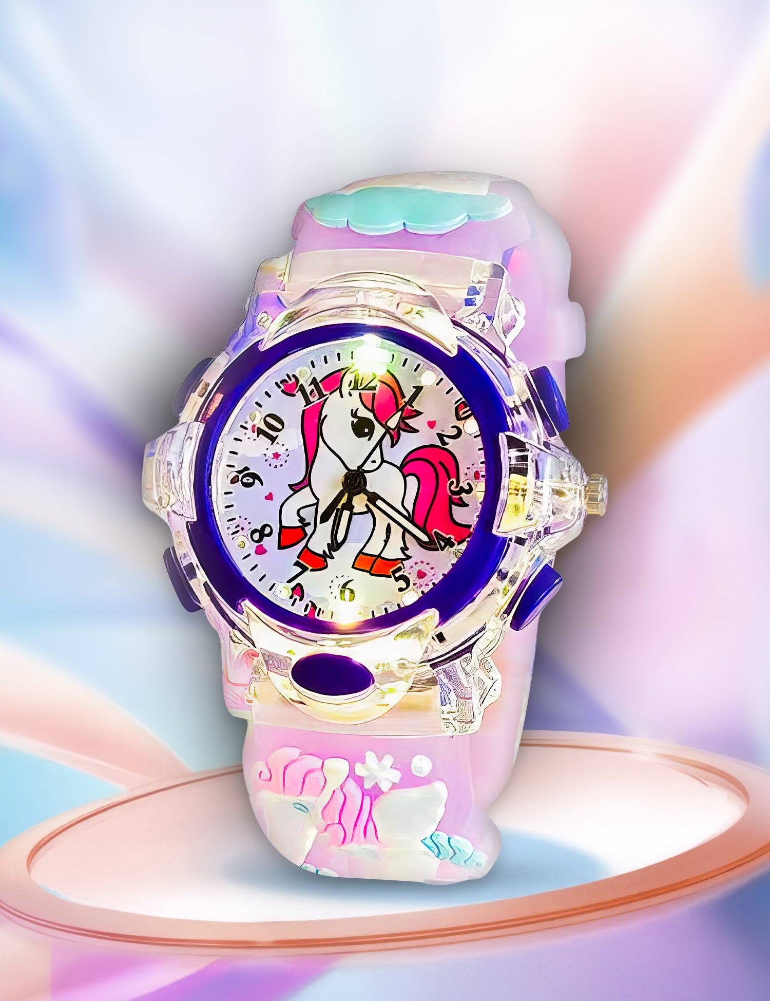 Lookhaa Cartoon Analog Light Watch for Girls - Purple lookhaa