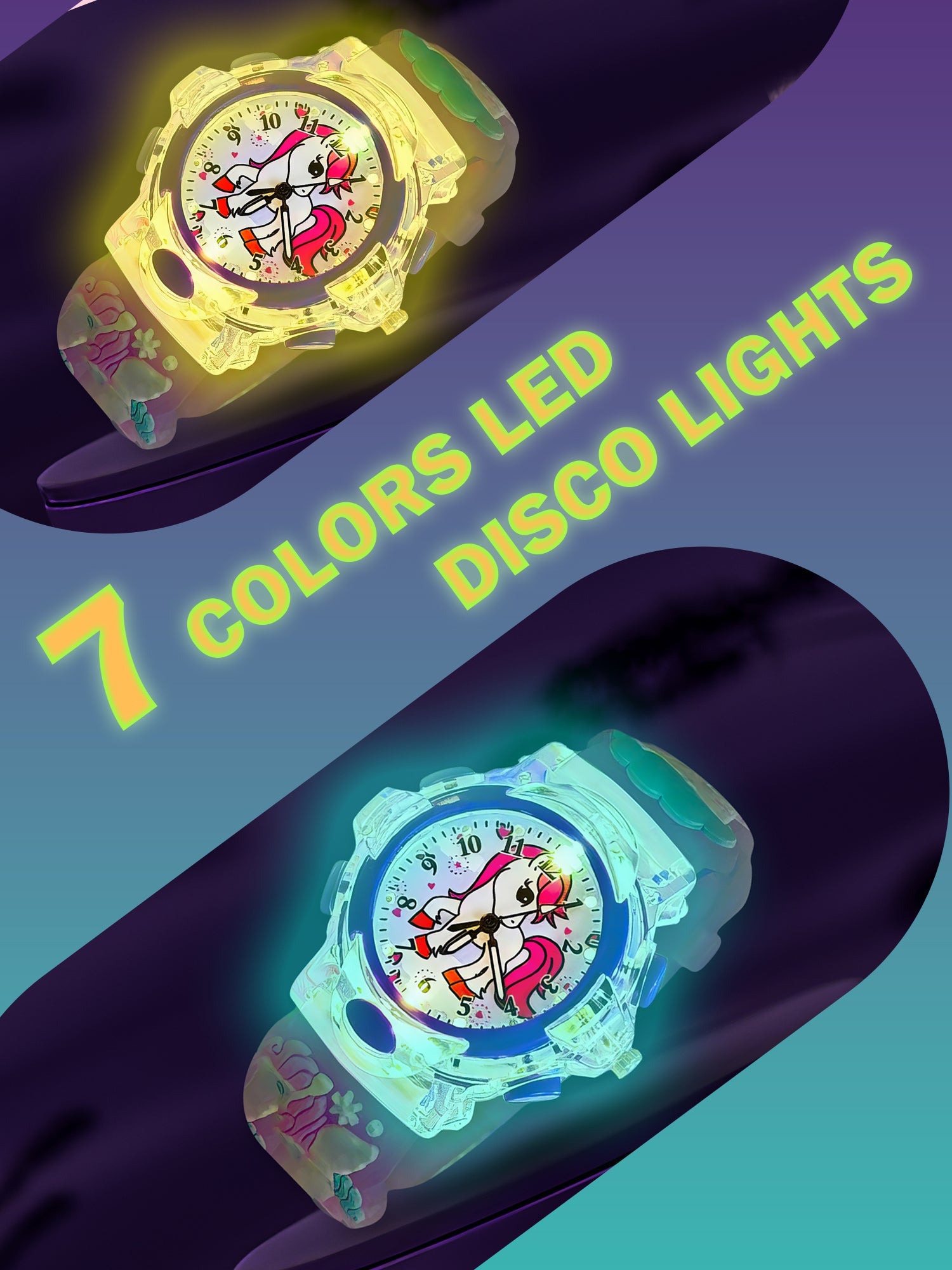 Lookhaa Cartoon Analog Light Watch for Girls - Purple lookhaa