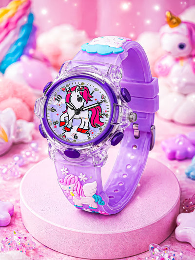 Lookhaa Cartoon Analog Light Watch for Girls - Purple