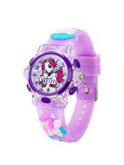 Lookhaa Cartoon Analog Light Watch for Girls - Purple lookhaa