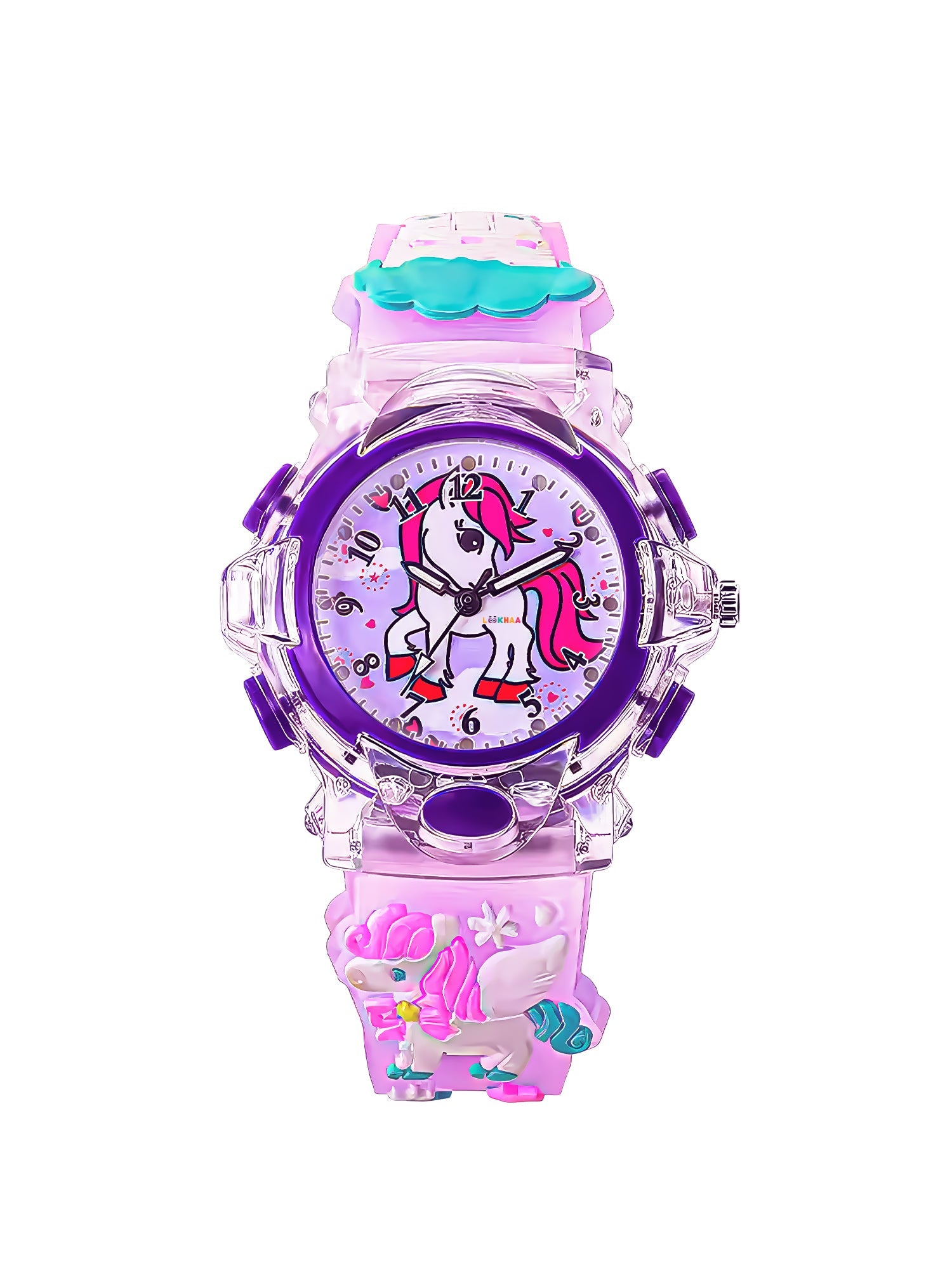 Lookhaa Cartoon Analog Light Watch for Girls - Purple lookhaa
