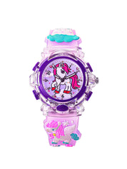Lookhaa Cartoon Analog Light Watch for Girls - Purple lookhaa