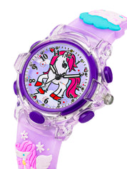 Lookhaa Cartoon Analog Light Watch for Girls - Purple lookhaa