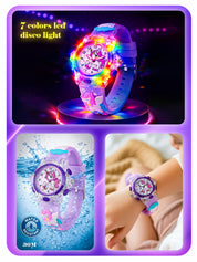 Lookhaa Cartoon Analog Light Watch for Girls - Purple lookhaa