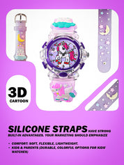 Lookhaa Cartoon Analog Light Watch for Girls - Purple lookhaa