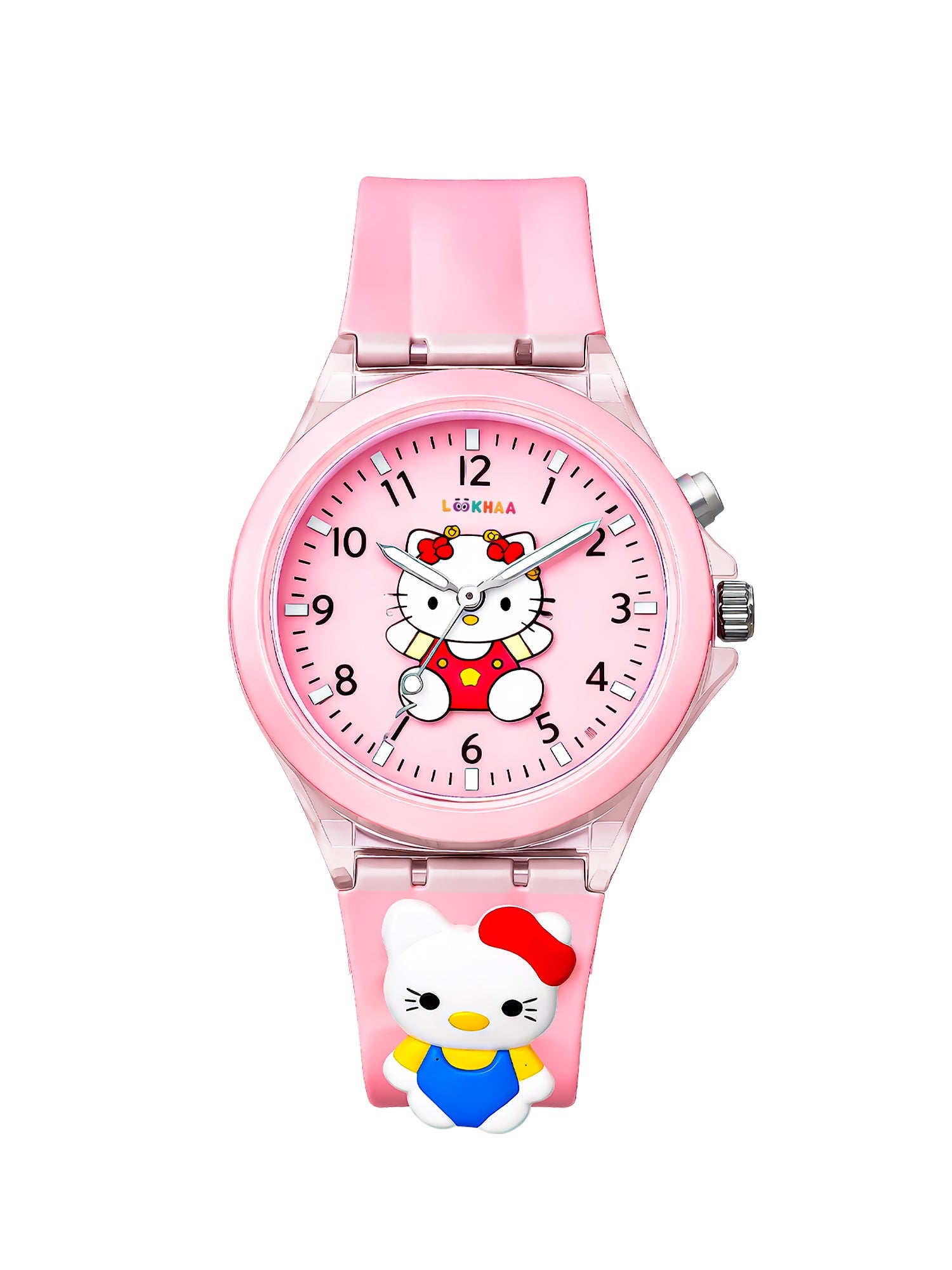 Lookhaa 3D Cute Cartoon Watch with 7 Disco Lights Analog Watch for Girls - Pink lookhaa