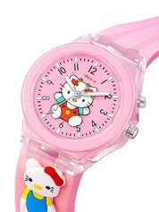 Lookhaa 3D Cute Cartoon Watch with 7 Disco Lights Analog Watch for Girls - Pink lookhaa