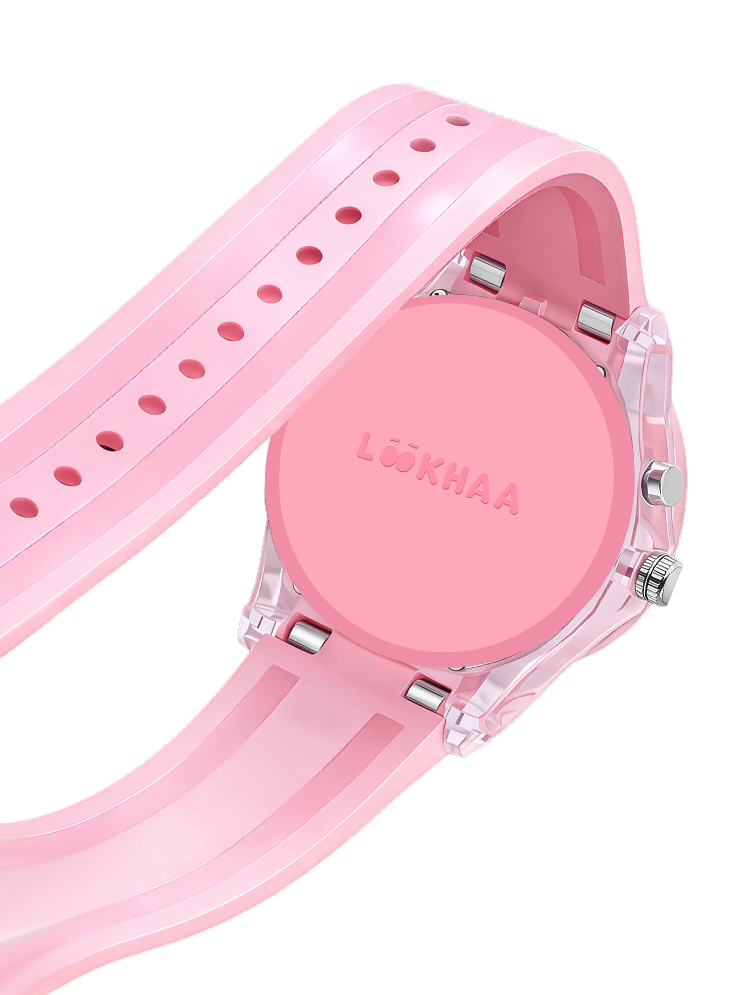 Lookhaa 3D Cute Cartoon Watch with 7 Disco Lights Analog Watch for Girls - Pink lookhaa
