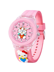 Lookhaa 3D Cute Cartoon Watch with 7 Disco Lights Analog Watch for Girls - Pink lookhaa