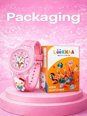 Lookhaa 3D Cute Cartoon Watch with 7 Disco Lights Analog Watch for Girls - Pink lookhaa