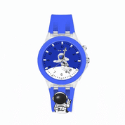 Lookhaa 3D Cute Astronaut Cartoon Watch with 7 Disco Lights Analog Watch for Boys - Blue lookhaa