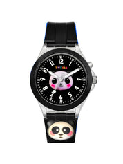 Lookhaa 3D Cute Panda Cartoon Watch with 7 Disco Lights Analog Watch for Boys - Black lookhaa