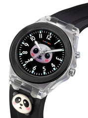 Lookhaa 3D Cute Panda Cartoon Watch with 7 Disco Lights Analog Watch for Boys - Black lookhaa