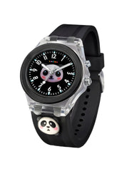 Lookhaa 3D Cute Panda Cartoon Watch with 7 Disco Lights Analog Watch for Boys - Black lookhaa