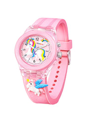 Lookhaa 3D Cute Unicorn Cartoon Watch with 7 Disco Lights Analog Watch for Girls - Pink lookhaa