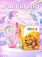 Lookhaa 3D Cute Unicorn Cartoon Watch with 7 Disco Lights Analog Watch for Girls - Pink lookhaa