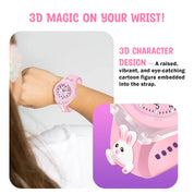 Lookhaa 3D Cartoon Rabbit Watch with 7 Disco Lights Analog Watch for Girls - Pink lookhaa