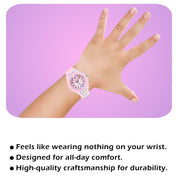 Lookhaa 3D Cartoon Rabbit Watch with 7 Disco Lights Analog Watch for Girls - Pink lookhaa