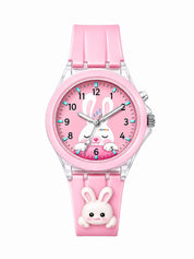 Lookhaa 3D Cartoon Rabbit  Pink Watch with 7 Disco Lights Analog Watch for Girls lookhaa
