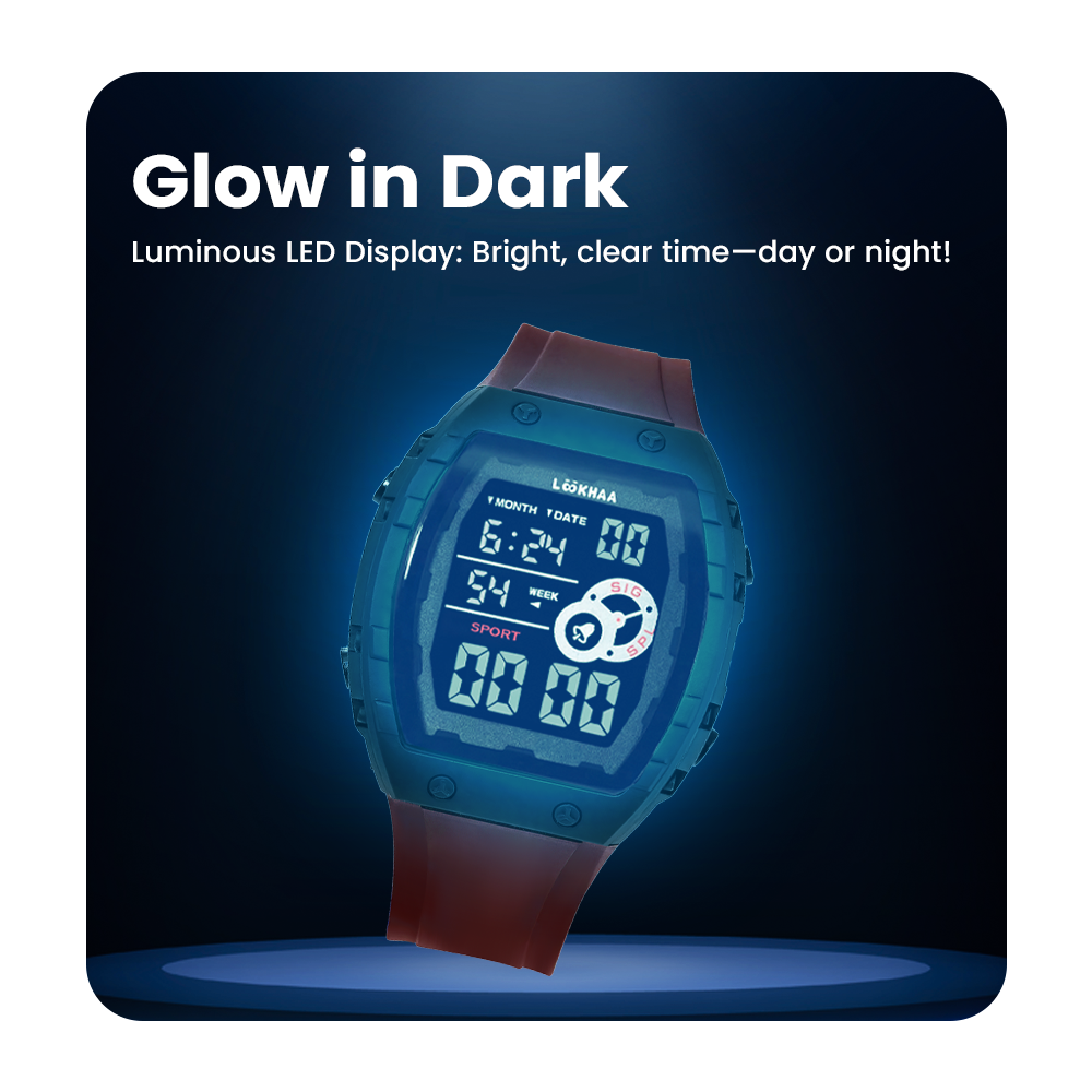 Lookhaa Kids Digital Multi Functional Watch Outdoor Waterproof Date Luminous LED Digital Watch For Boy - Red lookhaa