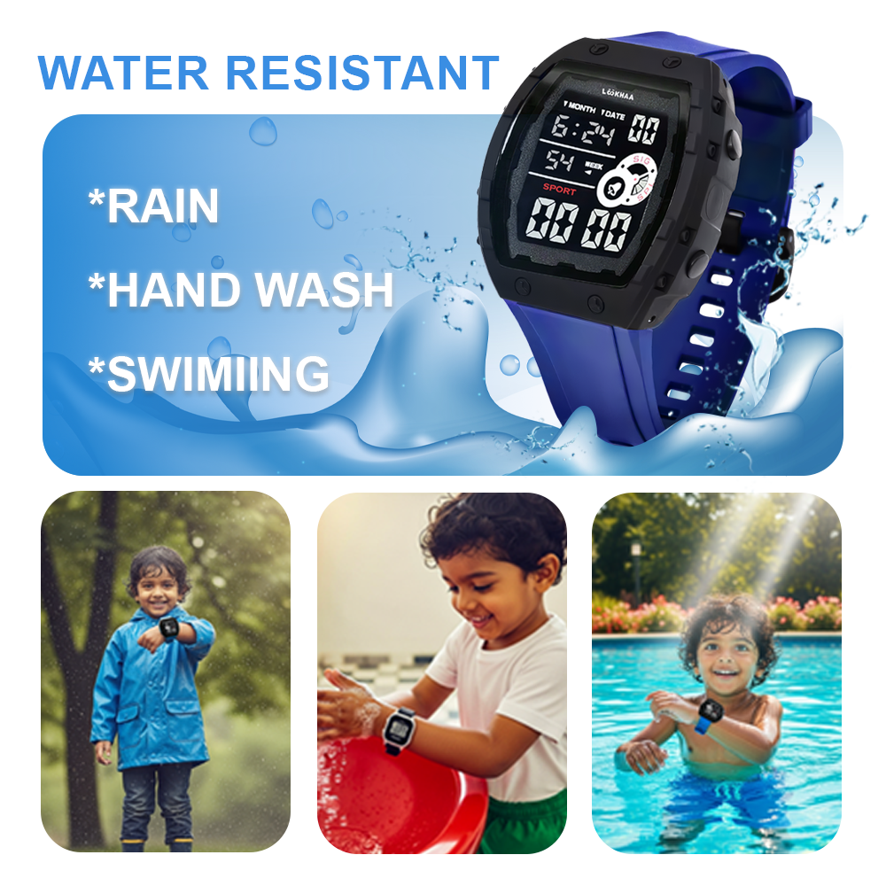 Lookhaa Kids Digital Multi Functional Watch Outdoor Waterproof Date Luminous LED Digital Watch For Boy - Blue lookhaa