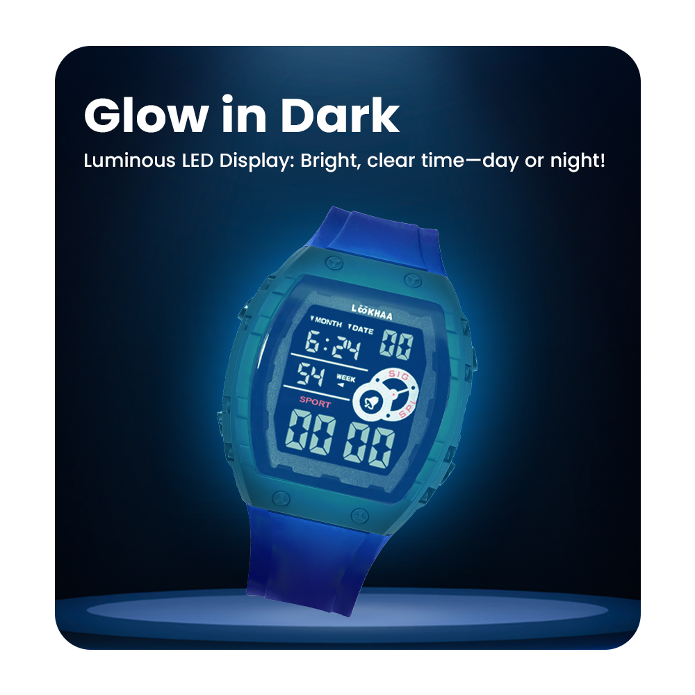 Lookhaa Kids Digital Multi Functional Watch Outdoor Waterproof Date Luminous LED Digital Watch For Boy - Blue lookhaa