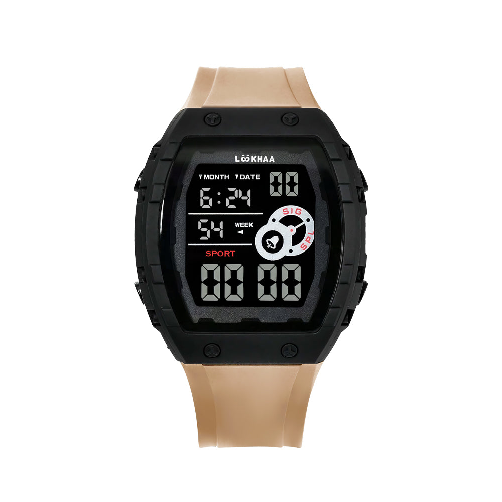Lookhaa Kids Digital Multi Functional Watch Outdoor Waterproof Date Luminous LED Digital Watch For Boy - Cream lookhaa