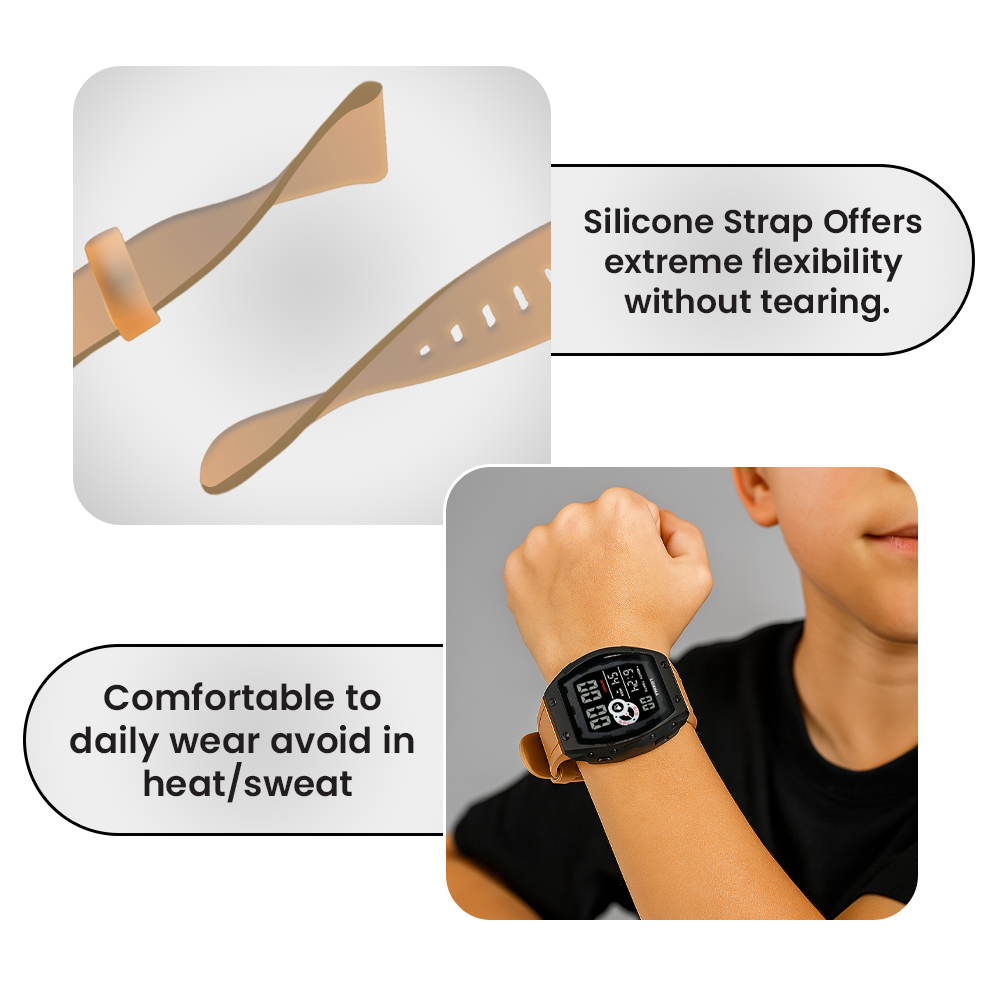 Lookhaa Kids Digital Multi Functional Watch Outdoor Waterproof Date Luminous LED Digital Watch For Boy - Cream lookhaa