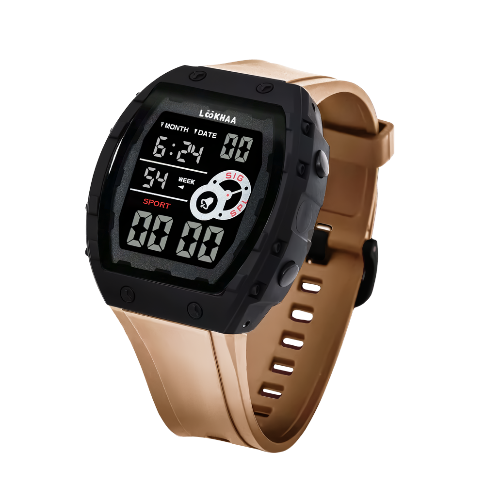 Lookhaa Kids Digital Multi Functional Watch Outdoor Waterproof Date Luminous LED Digital Watch For Boy - Cream lookhaa
