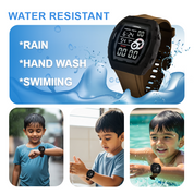 Lookhaa Kids Digital Multi Functional Watch Outdoor Waterproof Date Luminous LED Digital Watch For Boy - Brown lookhaa