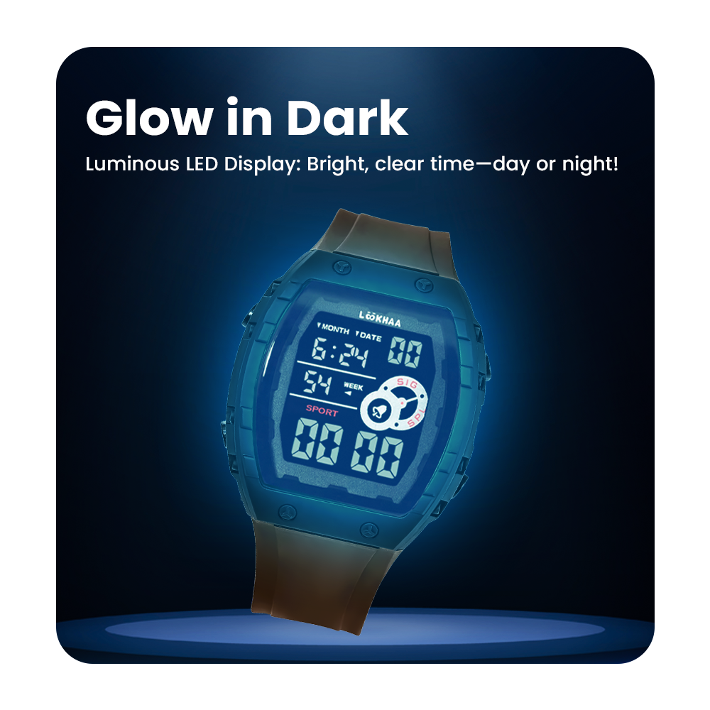 Lookhaa Kids Digital Multi Functional Watch Outdoor Waterproof Date Luminous LED Digital Watch For Boy - Brown lookhaa