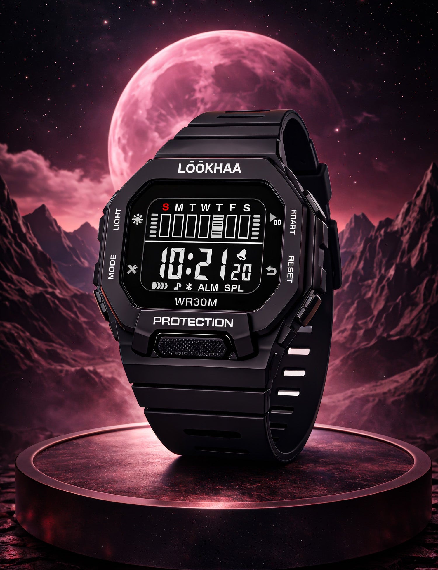 LOOKHAA Kids Solid Digital Sports Watch - Black lookhaa